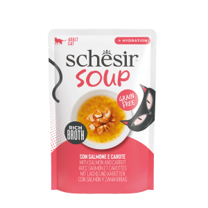 Schesir Complementary kat pouch soup zalm&wortel 40gr Schesir Complementary kat pouch soup zalm&wortel 40gr