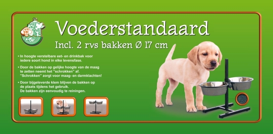 H-standaard met RVS bakken, 17 cm