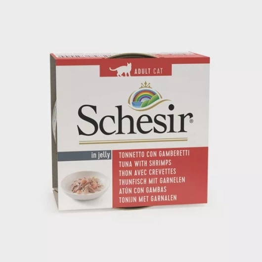Schesir Cat 85gr - TONIJN & GARNALEN (gelatine)