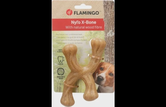 Speelgoed Nyl'o Wood X-vorm met rundsmaak S