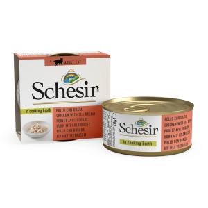 Schesir Kat kip zeebrasem bouillon 70gr Schesir Kat kip zeebrasem bouillon 70gr