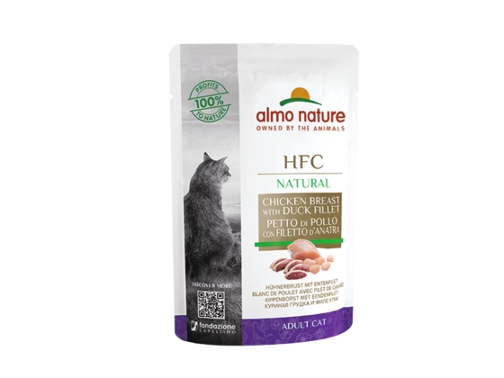 HFC Cats 55g HFC Natural - kippenborst eendenfilet HFC Cats 55g HFC Natural - kippenborst eendenfilet