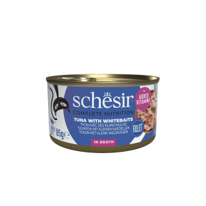 Schesir Complete&Balanced kat blik bouillon tonijn&witvis 85gr Schesir Complete&Balanced kat blik bouillon tonijn&witvis 85gr