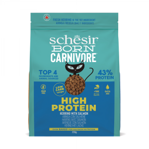 Schesir Born Carnivore kat dry haring&zalm 255gr Schesir Born Carnivore kat dry haring&zalm 255gr