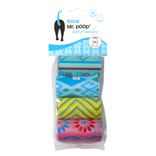 Mr.POOP IBIZA Navullling poepzakjes 8 Rolletjes met geur Mr.POOP IBIZA Navullling poepzakjes 8 Rolletjes met geur