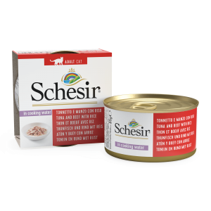 Schesir Kat tonijn rund rijst kookvocht 85gr Schesir Kat tonijn rund rijst kookvocht 85gr