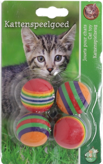 Boon kat speelgoed regenboogbal gestreept assortie 4cm