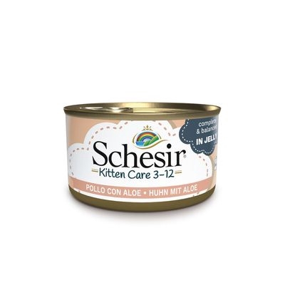 Schesir Kitten Care 3-12 blik gelei kip&aloe 85gr Schesir Kitten Care 3-12 blik gelei kip&aloe 85gr