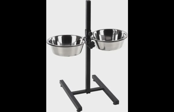 Eet- en drinkpot Duo Dinner Staander Otis Zilver & Zwart 55cm