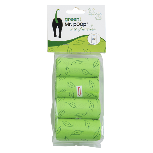 Mr.POOP GREEN! Navul. poepzakjes 8 Rolletjes-Groen motief Mr.POOP GREEN! Navul. poepzakjes 8 Rolletjes-Groen motief