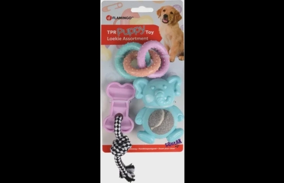 Puppy Loekie Olifant, Been & Ring meerkleurig