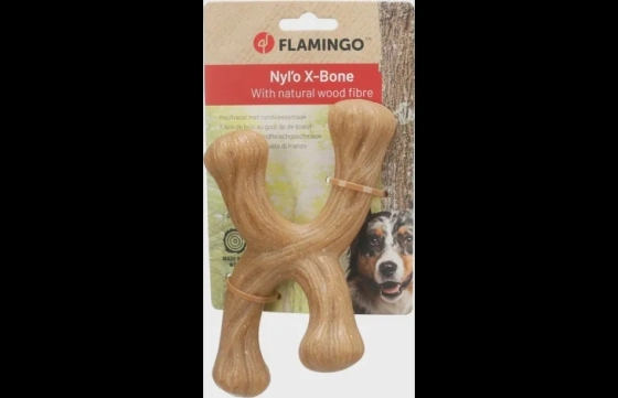 Speelgoed Nyl'o Wood X-vorm met rundsmaak M