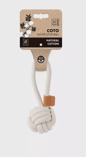 M-PETS COTO ECO touw hondenspeelgoed witte bal met lus 6.5 cm M-PETS COTO ECO touw hondenspeelgoed witte bal met lus 6.5 cm