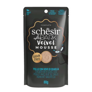 Schesir After Dark velvet kat pouch mousse kip&kwartelei 80gr