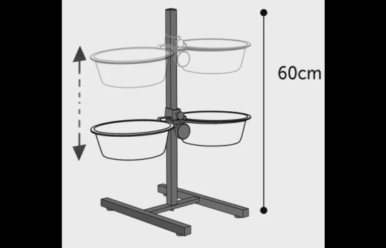 Eet- en drinkpot Duo Dinner Staander Otis Zilver & Zwart 55cm