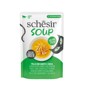 Schesir Complementary kat pouch soup kip&pompoen 40gr Schesir Complementary kat pouch soup kip&pompoen 40gr