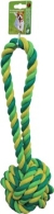 Touwbal met lus XXL katoen groen/geel, 50 cm