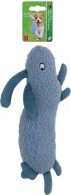 hond speelgoed konijn teddystof+piep+ritsel blauw 28cm