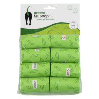 Mr.POOP GREEN! Navul. poepzakjes 16 Rolletjes-Groen motief