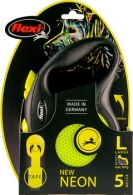 flexi rollijn NEW NEON tape L geel, 5 meter.