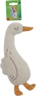 hond speelgoed gans teddystof+piep+ritsel wit 28cm